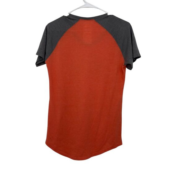 The North Face Womens Orange & Gray Raglan Short Sleeve Logo T-Shirt SZ Small - Picture 7 of 7